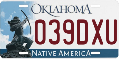 OK license plate 039DXU