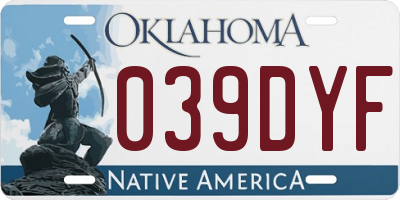 OK license plate 039DYF
