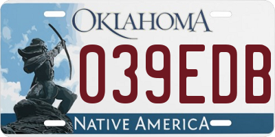OK license plate 039EDB