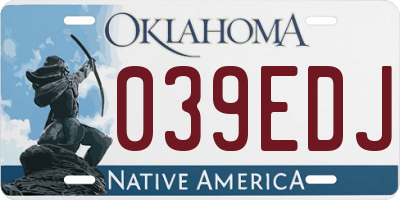 OK license plate 039EDJ