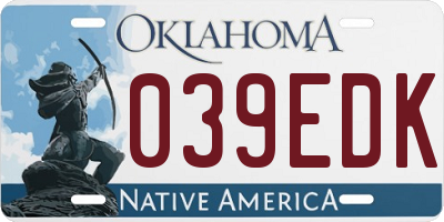 OK license plate 039EDK