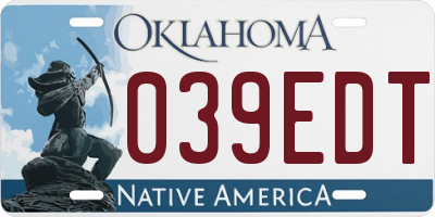 OK license plate 039EDT