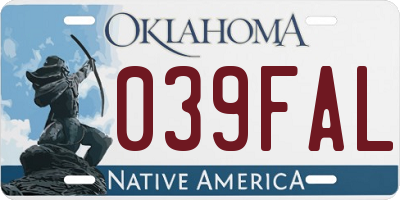 OK license plate 039FAL