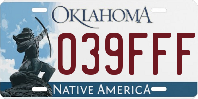OK license plate 039FFF