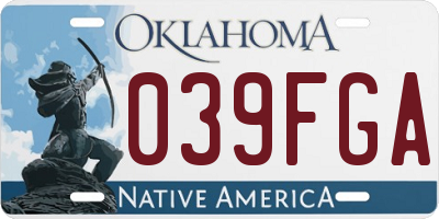 OK license plate 039FGA