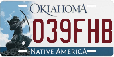 OK license plate 039FHB