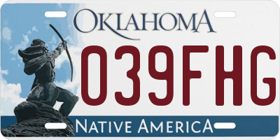 OK license plate 039FHG