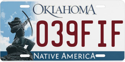 OK license plate 039FIF
