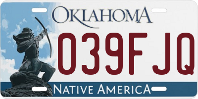 OK license plate 039FJQ