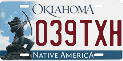 OK license plate 039TXH