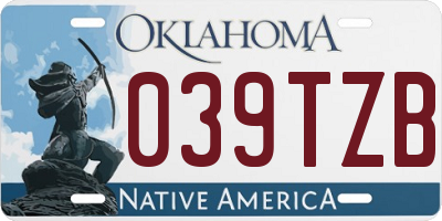 OK license plate 039TZB