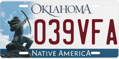OK license plate 039VFA
