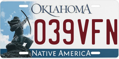 OK license plate 039VFN