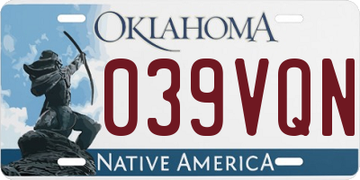 OK license plate 039VQN