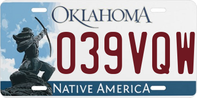 OK license plate 039VQW