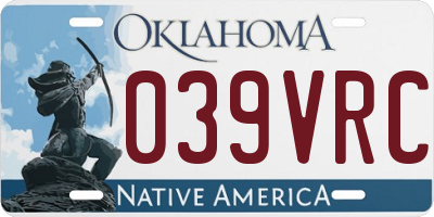 OK license plate 039VRC