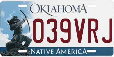 OK license plate 039VRJ