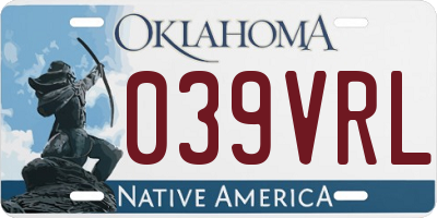 OK license plate 039VRL