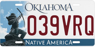 OK license plate 039VRQ