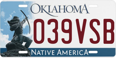 OK license plate 039VSB