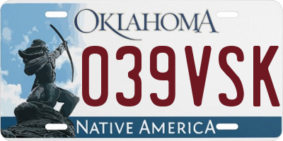 OK license plate 039VSK