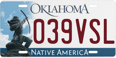 OK license plate 039VSL