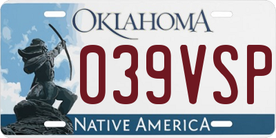 OK license plate 039VSP