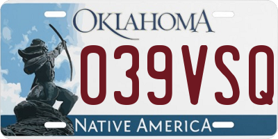 OK license plate 039VSQ