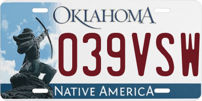 OK license plate 039VSW
