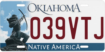 OK license plate 039VTJ