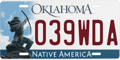 OK license plate 039WDA
