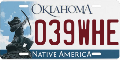 OK license plate 039WHE