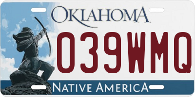 OK license plate 039WMQ