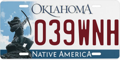 OK license plate 039WNH
