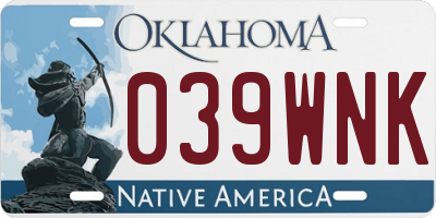 OK license plate 039WNK
