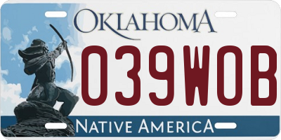 OK license plate 039WOB