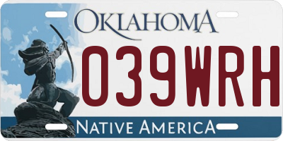 OK license plate 039WRH