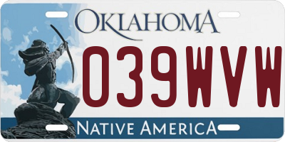 OK license plate 039WVW