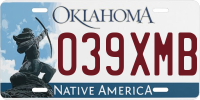 OK license plate 039XMB