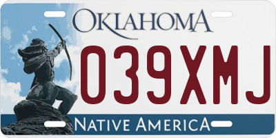 OK license plate 039XMJ