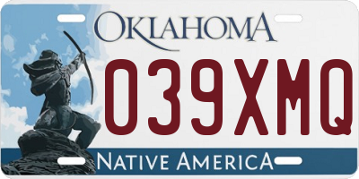 OK license plate 039XMQ