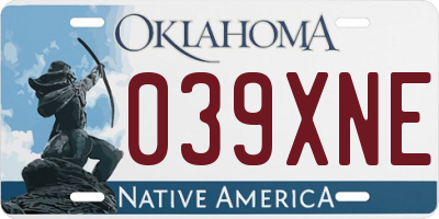 OK license plate 039XNE