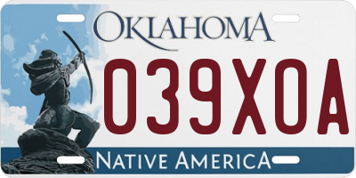 OK license plate 039XOA