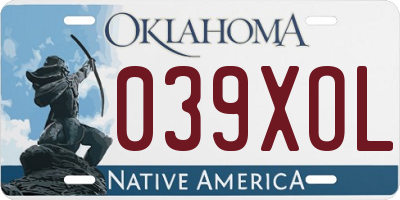 OK license plate 039XOL