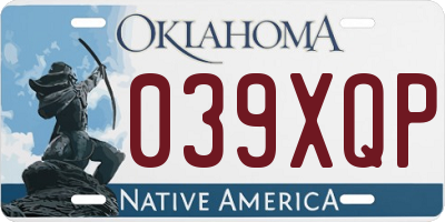 OK license plate 039XQP