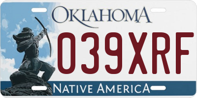 OK license plate 039XRF