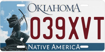 OK license plate 039XVT