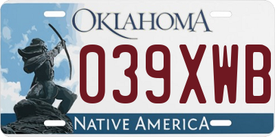 OK license plate 039XWB