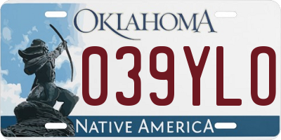 OK license plate 039YLO