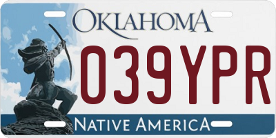OK license plate 039YPR